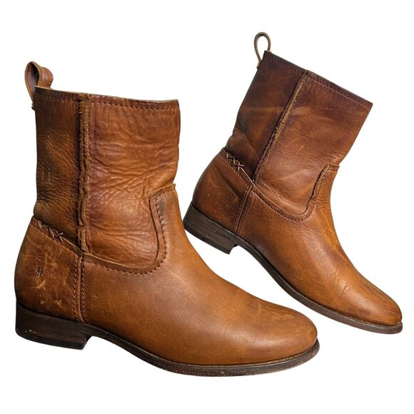 Frye Shoes - Frye Boots Womens Size 7 Brown Leather Western Ankle Pull On Boho Rodeo Booties